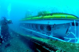submarine under water